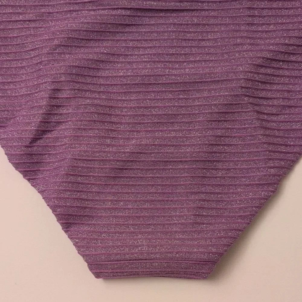 NWT BECCA Purple Ribbed Hipster Bikini Bottom Celeste Cheeky Viola - Size L